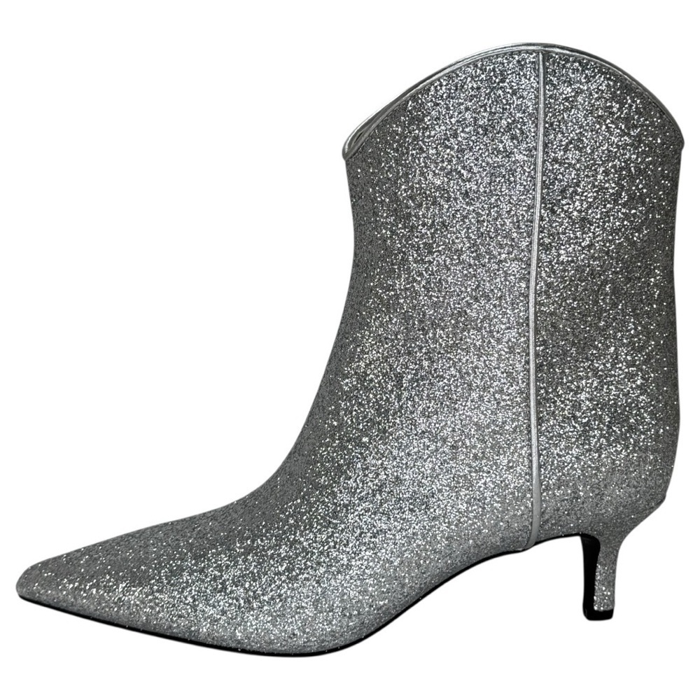 ON 34th Aatira Tulip Silver Glitter Womens Booties Size 8M - Picture 3 of 12